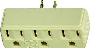 Eaton 1219V-BOX Outlet Adapter with Grounding Lug, 2 -Pole, 15 A, 125 V, 3 -Outlet, NEMA: NEMA 1-15 to 5-15, Ivory