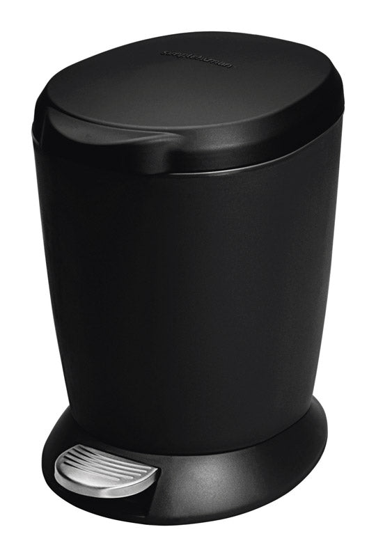 Simplehuman 6 L Black Plastic Mini Round Pedal Wastebasket