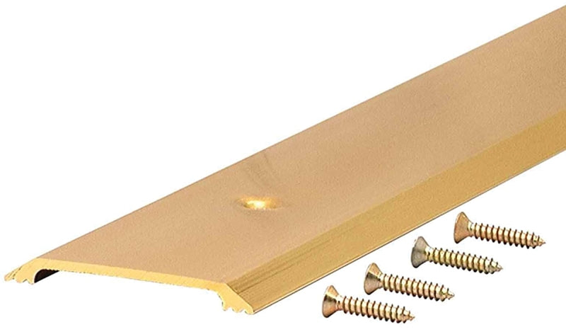 M-D 09613 Threshold, 36 in L, 2-1/2 in W, Flat Profile, Aluminum, Gold, Yes