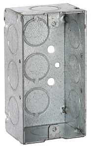 Raco 8650 Series Welded Handy Box, 11-1/2 cu-in, 1-Gang, 11-Knockout, 1/2 in Knockout, Steel, Gray