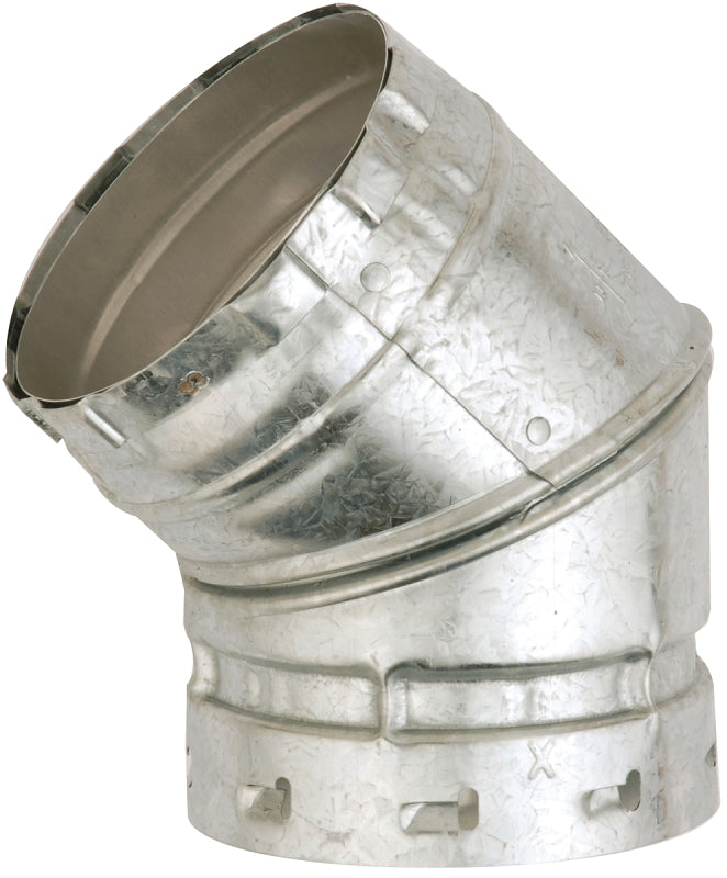 AmeriVent 5E45 Elbow, 5 in Connection, 0.018 in Gauge, Aluminum/Steel, Galvanized