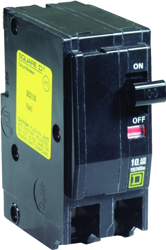 Square D QO2100CP Miniature Circuit Breaker, 100 A, 2-Pole, 120/240 VAC, 48 VDC, Plug Mounting, Black