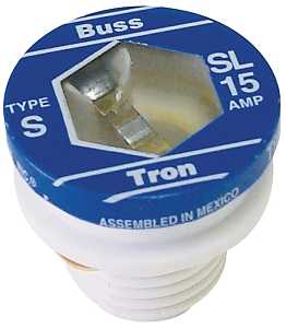 Bussmann SL Series BP/SL-15 Plug Fuse, 15 A, 125 V, 10 kA Interrupt, SL, Time Delay Fuse