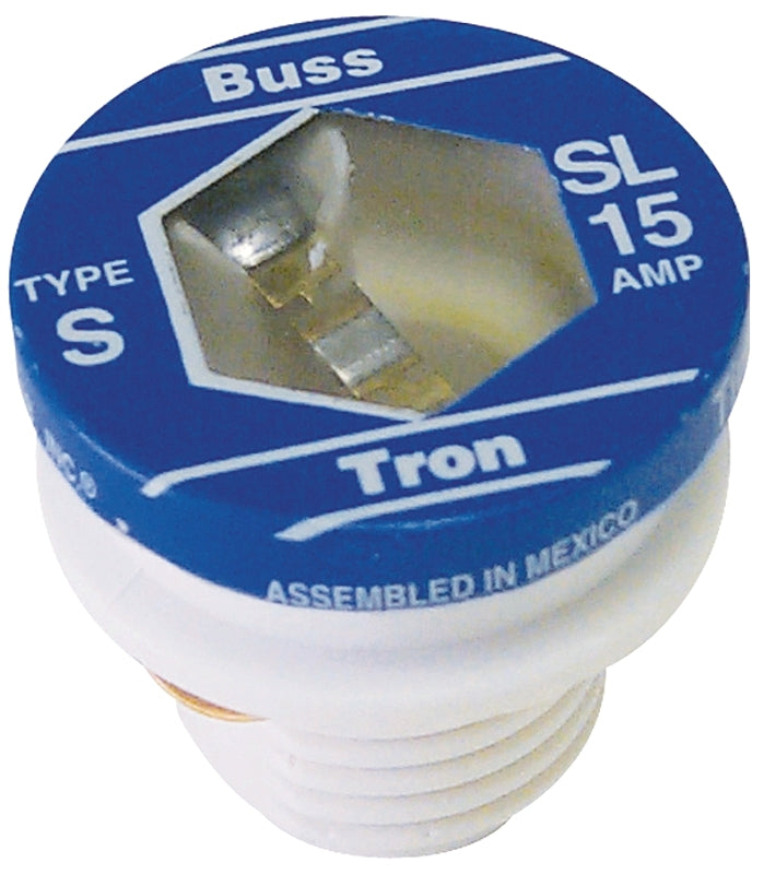 Bussmann SL Series BP/SL-15 Plug Fuse, 15 A, 125 V, 10 kA Interrupt, SL, Time Delay Fuse