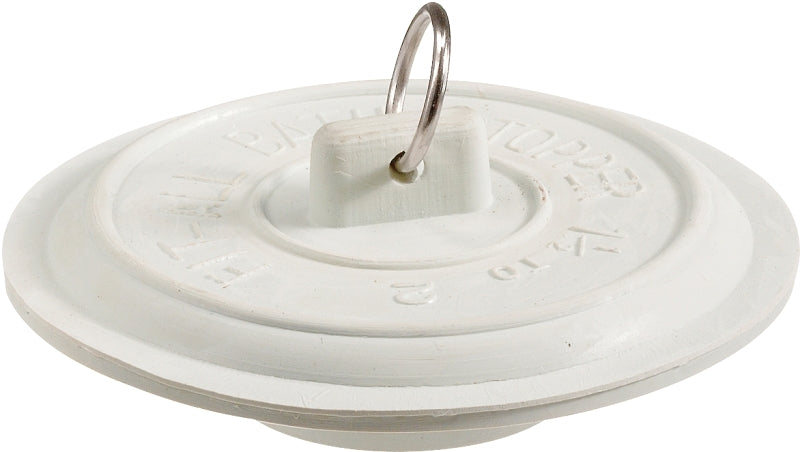 Plumb Pak PP22004 Tub Stopper with Plated Ring, Rubber, White, For: All Laundry and Bathtubs with 1-1/2 to 2 in Drain