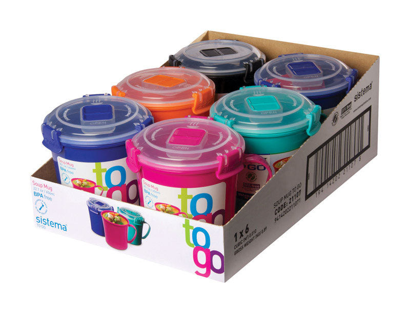 Sistema 22.1 oz Assorted Soup Mug 1 pk, Pack of 6