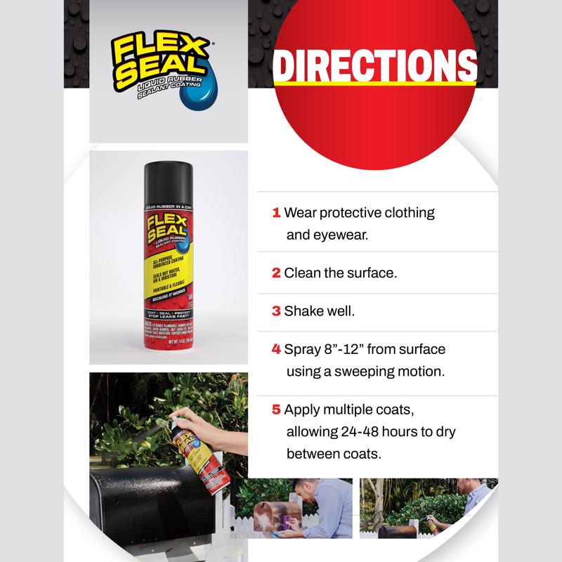Flex Seal Family of Products Flex Seal Red Rubber Spray Sealant 14 oz, Pack of 6