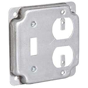 Raco 906C Exposed Work Cover, 4-3/16 in L, 4-3/16 in W, Square, Steel, 10/BAG, Gray, Galvanized