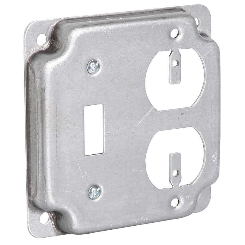 Raco 906C Exposed Work Cover, 4-3/16 in L, 4-3/16 in W, Square, Steel, 10/BAG, Gray, Galvanized