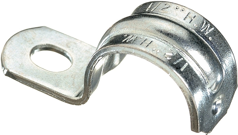 Halex 61105B 1-Hole Rigid Conduit Strap, 1/2 in, Steel, Zinc-Plated, 100/PK