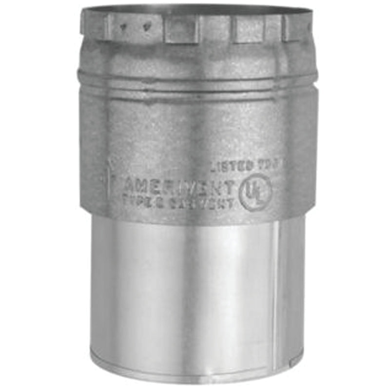 AmeriVent 3EDC Draft Hood Connector, 3 in Connection, 6 in OAL, Snap-Lock, Steel, Galvanized