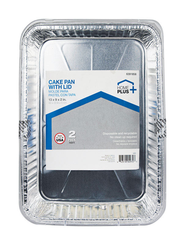 Home Plus Durable Foil 9 in. W X 13 in. L Cake Pan Silver 2 pk, Pack of 12