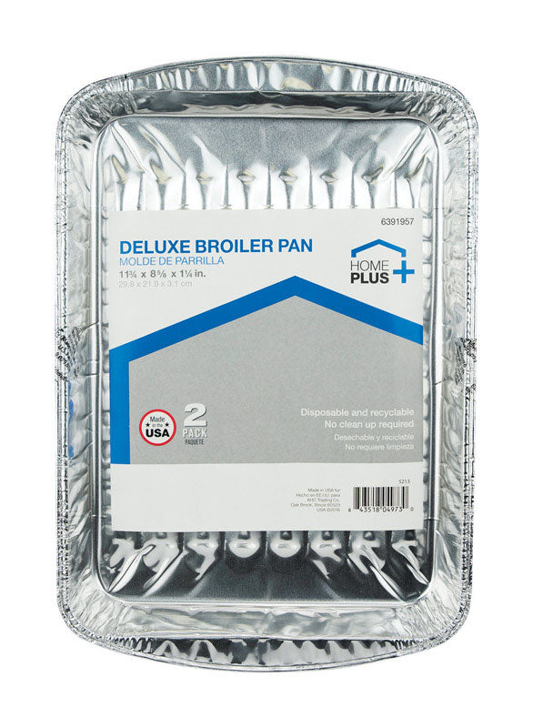 Home Plus Durable Foil 8-1/2 in. W X 11-3/4 in. L Broiler Pan Silver 2 pk, Pack of 12
