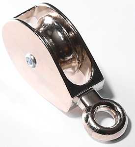 Baron 0174ZD-1-1/4 Tackle Pulley, 5/16 in Rope, 55 lb Working Load, 1-1/4 in Sheave, Fixed Eye Attachment, Zinc-Plated