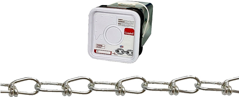 Campbell 075-4126 Loop Chain, #1, 450 ft L, 155 lb Working Load, Low Carbon Steel, Zinc-Plated