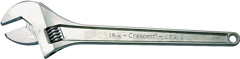 Crescent AC118 Adjustable Wrench, 18 in OAL, 2.063 in Jaw, Steel, Chrome-Plated, I-Beam Handle