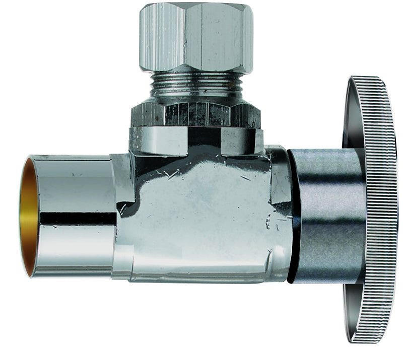 Plumb Pak PP20060LF Shut-Off Valve, 1/2 x 3/8 in Connection, Sweat x Compression, Quarter-Turn Actuator, Brass Body