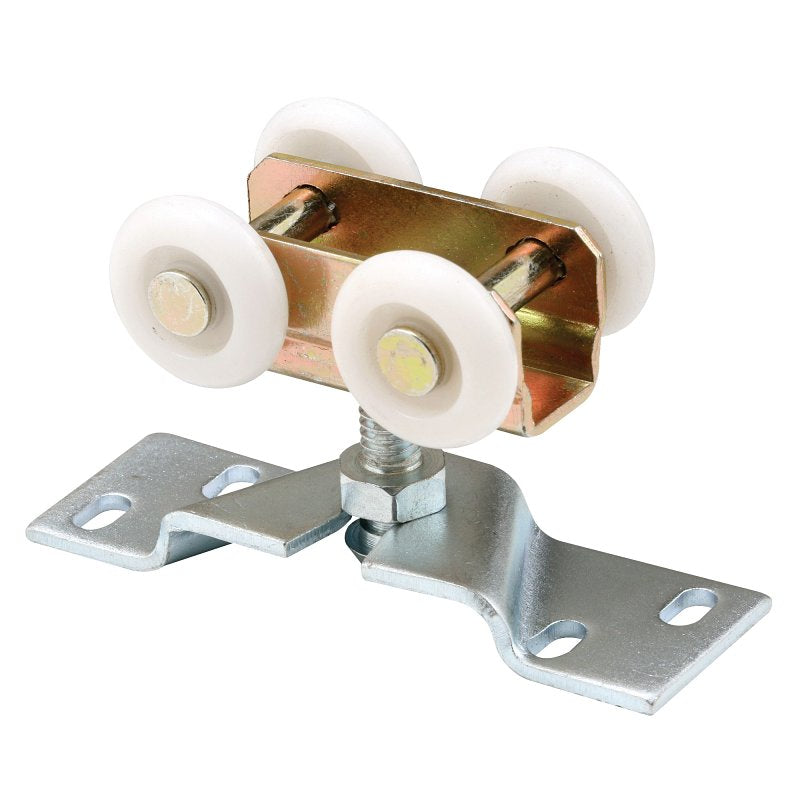 Prime-Line N 7410 Door Roller, 1 in Dia Roller, 1-3/16 in W Roller, Steel, 4-Roller, 80 lb, Top Mounting