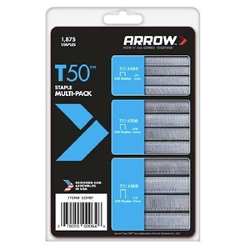 Arrow T50 Series 50MP Staple, 1/4 to 1/2 in L Leg