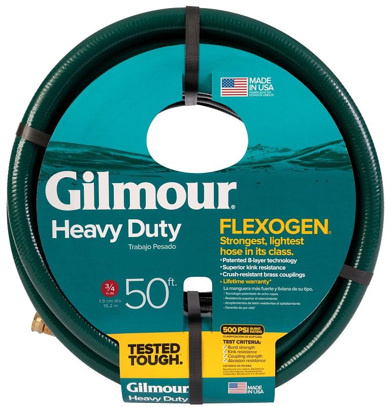 Gilmour 1034050 Garden Hose, 3/4 in, 50 ft L, Rubber, Green