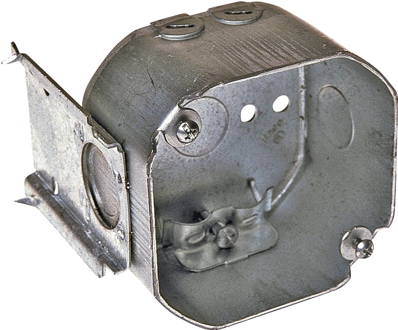 Raco 176 Octagon Box, 3-5/8 in OAW, 2-1/8 in OAD, 4-3/8 in OAH, 1-Gang, 7-Knockout, Steel Housing Material, Gray