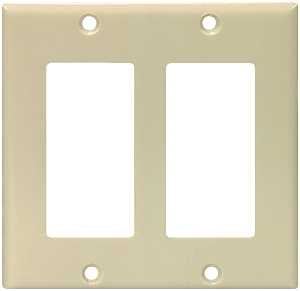 Eaton 2152 Series 2152V-BOX Decorative Wallplate, 4-1/2 in L, 4.56 in W, 2-Gang, Thermoset, Ivory, High-Gloss