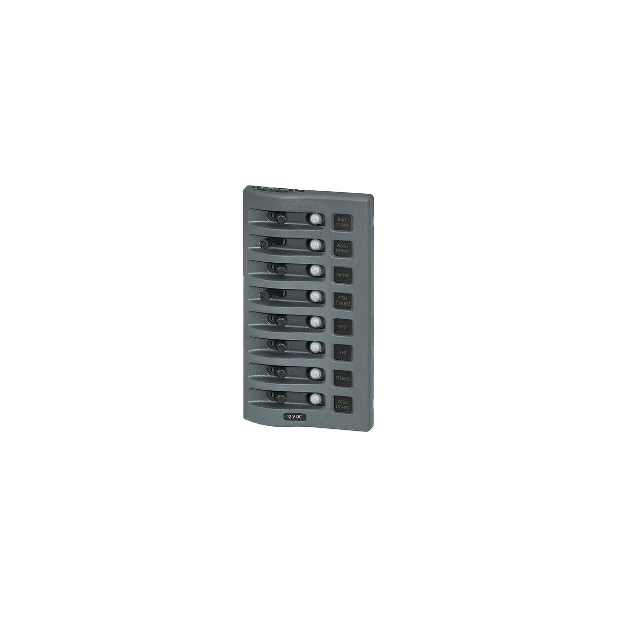 Blue Sea Systems 4378 WeatherDeck 12V DC 8 Position Waterproof Circuit Breaker Panel, Gray