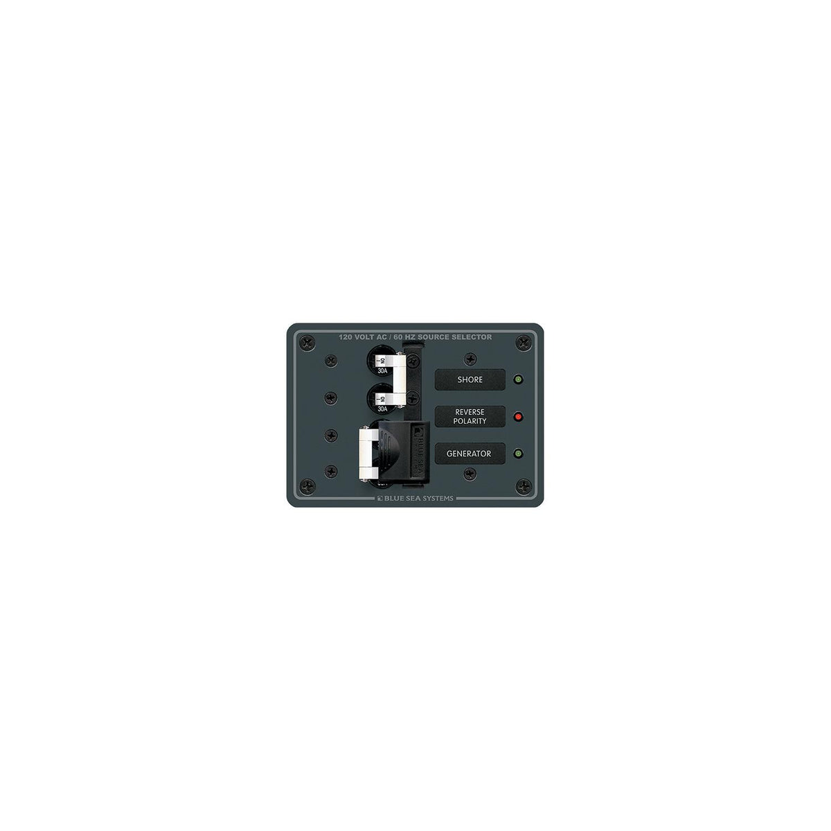 Blue Sea Systems Traditional Metal Circuit Breaker Panel - 120V AC Toggle Source Selector
