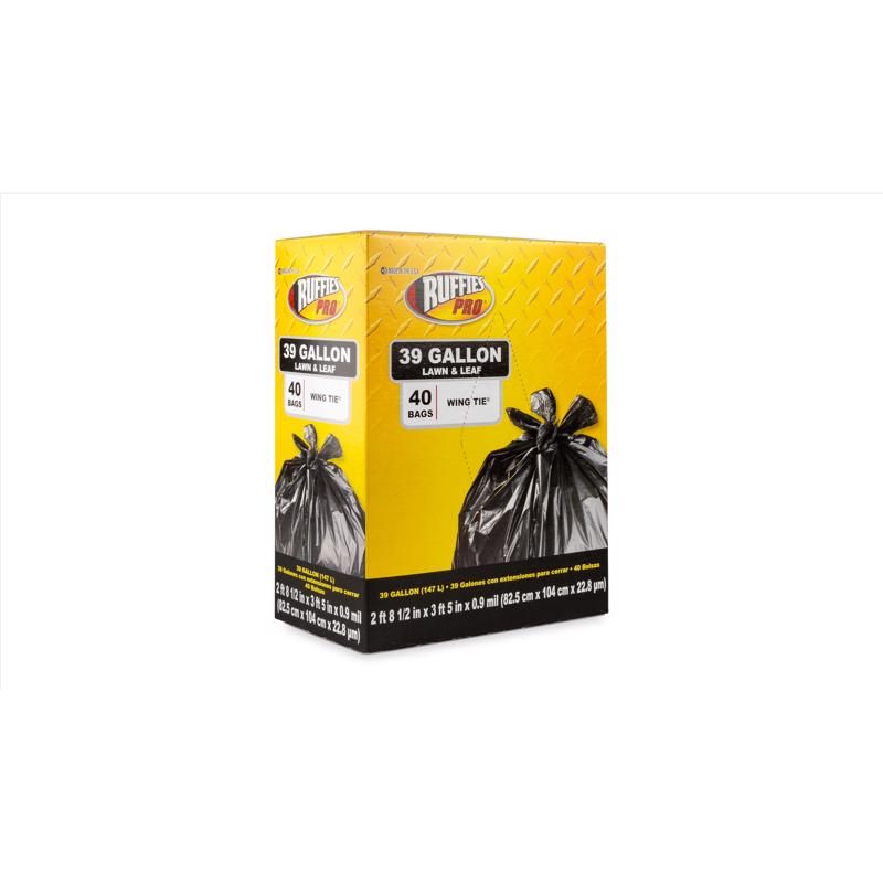 Ruffies Pro 39 gal Lawn & Leaf Bags Wing Ties 40 pk, Pack of 6