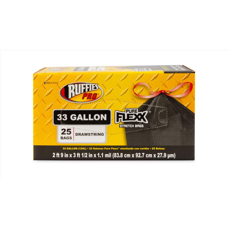 Ruffies Pro 33 gal Trash Bags Drawstring 25 pk, Pack of 6