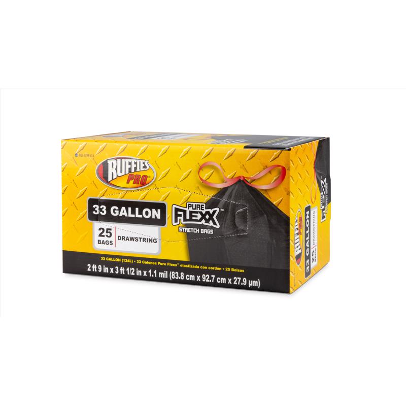 Ruffies Pro 33 gal Trash Bags Drawstring 25 pk, Pack of 6