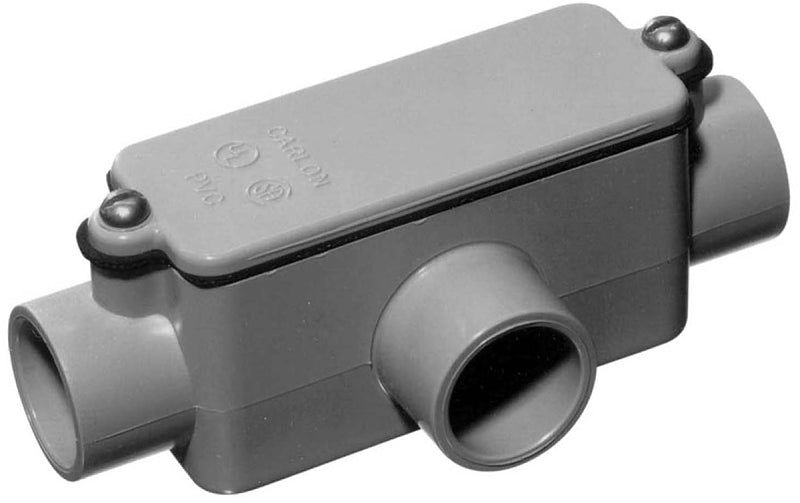 Carlon E983FR-CTN Conduit Body, IMC, Rigid, 1 in Hub, 6-7/8 in OAL, PVC, Gray