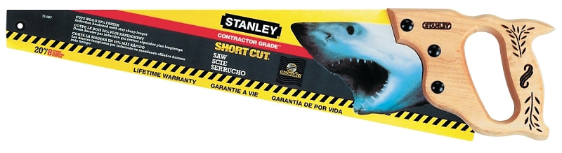 STANLEY 15-087 Handsaw, 20 in L Blade, 8 TPI, Steel Blade, Wood Handle