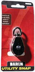 Baron C-0173ZD-2 Rope Pulley, 7/16 in Rope, 22 lb Working Load, 2 in Sheave, Swivel Eye Attachment, Nickel-Plated