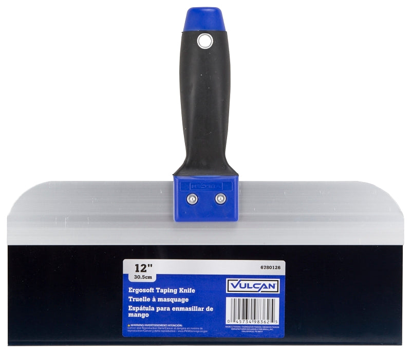 Vulcan 360233L Knife, 3-1/8 in W Blade, 12 in L Blade, Steel Blade, Taping Knife Blade, Ergo Soft Handle