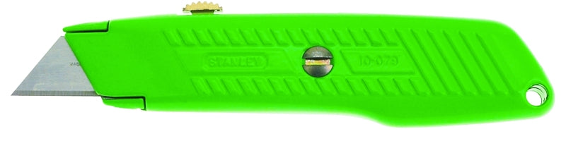 STANLEY 10-179 Utility Knife, 2-7/16 in L Blade, 3 in W Blade, HCS Blade, Contoured Handle, Green Handle