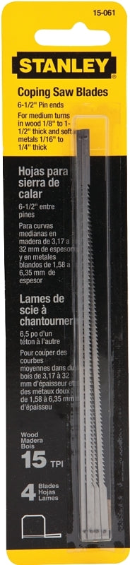 STANLEY Fatmax 15-061 Coping Saw Blade, 6-1/4 in L, 15 TPI, HCS Cutting Edge