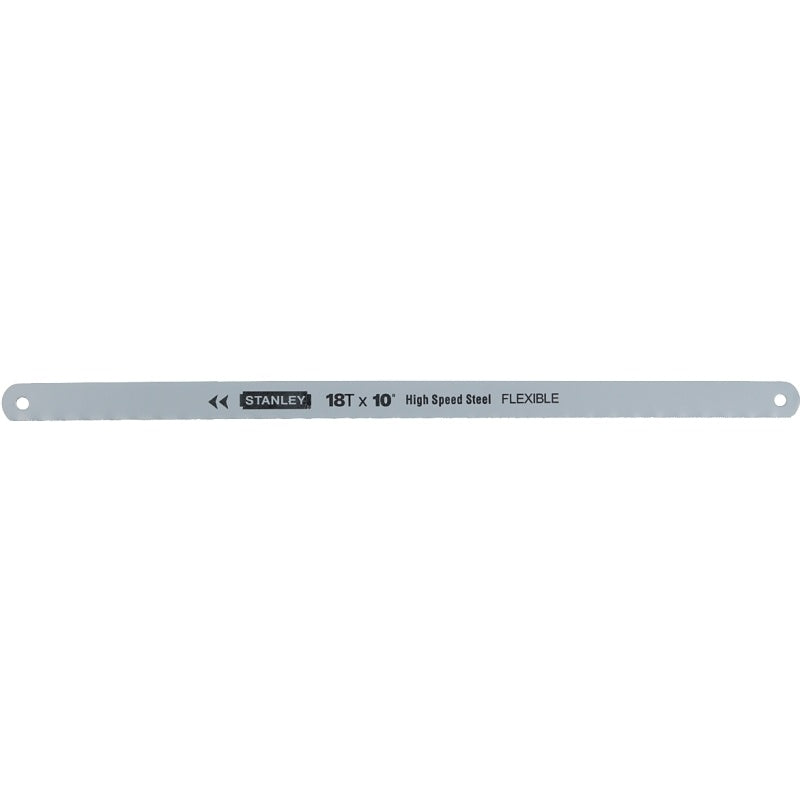 STANLEY 15-808A Hacksaw Blade, 10 in L, 18 TPI, Steel Cutting Edge