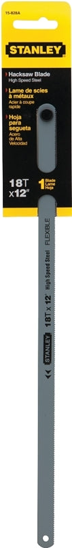 STANLEY 15-828A Hacksaw Blade, 1/2 in W, 12 in L, 18 TPI, Steel Cutting Edge