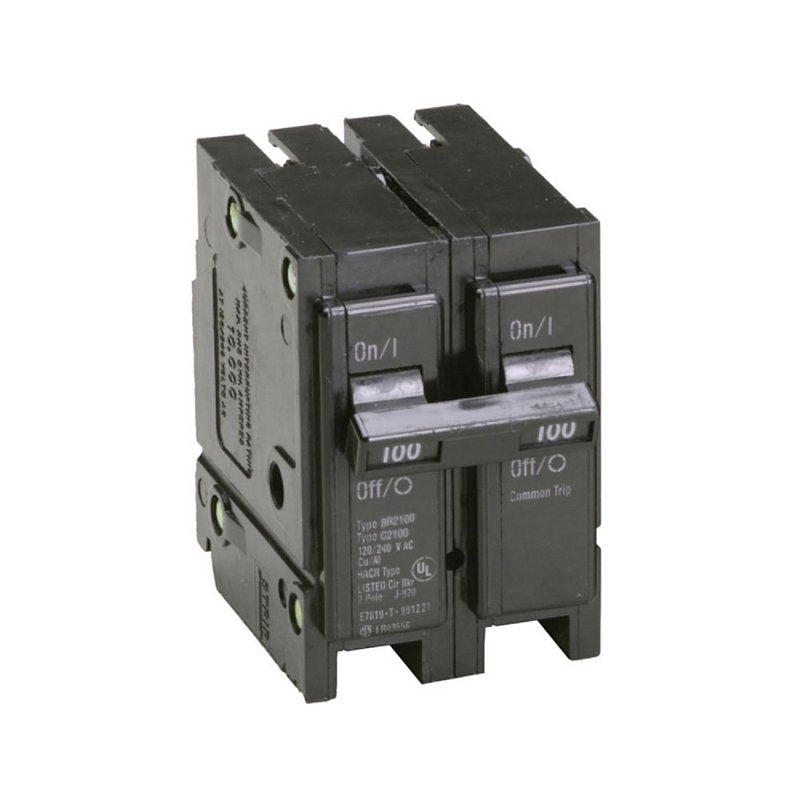 Cutler-Hammer BR2100 Circuit Breaker, Type BR, 100 A, 2-Pole, 120/240 V, Plug