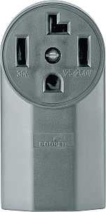 Eaton Cooper Wiring 1225 Power Receptacle, Surface Mounting, 3-Pole, 125/250 V, 30 A, NEMA: NEMA 14-30R, Black