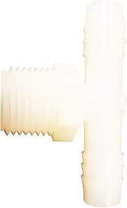 Anderson Metals 53772-0808 Hose Tee, 1/2 in, Barb, 1/2 in, MPT, 125 psi Pressure, Nylon
