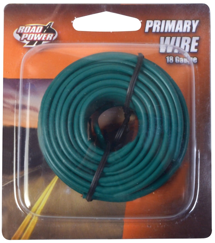 Road Power 55835033/18-1-15 Electrical Wire, 18 AWG Wire, 1-Conductor, 25/60 VAC/VDC, Copper Conductor, Green Sheath