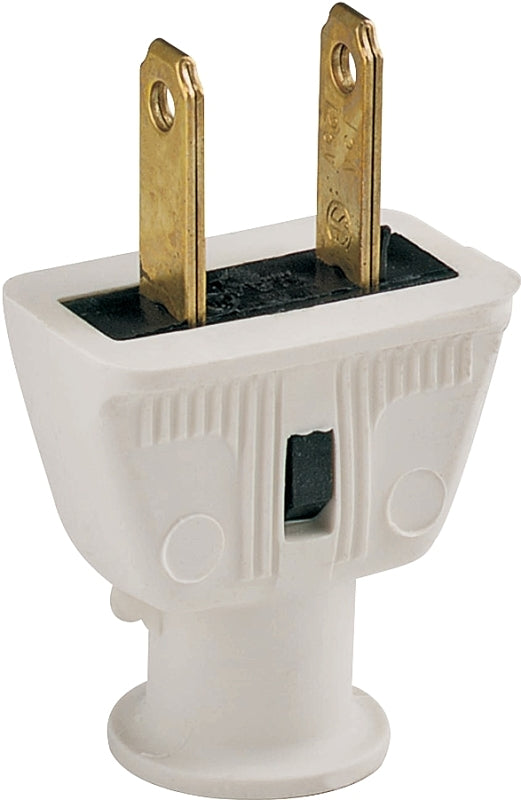 Eaton Wiring Devices 183W-BOX Electrical Plug, Flat, 21/64 in, 2-Pole, 15 A, 125 V, NEMA: NEMA 5-15, White, Pack of 25