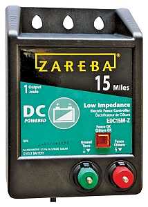 Zareba EDC15M-Z Fence Charger, 0.8 J Output Energy, 15 mile Fence Distance, 12 V Battery