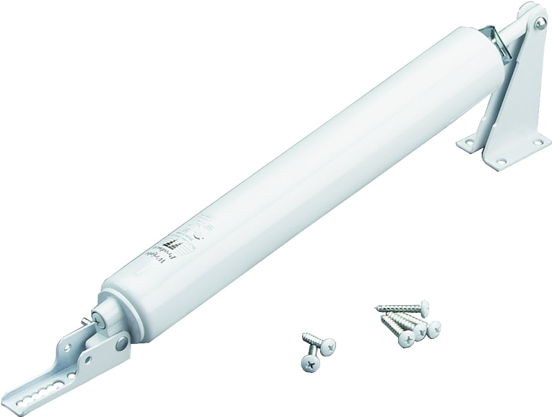 Wright Products V150WH Pneumatic Door Closer, 1-1/2 in Dia Rod, 15-3/4 in L, Aluminum, 90 deg Opening