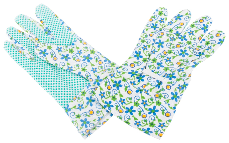 Diamondback C001 Garden Gloves with PVC Dots, Women's, One-Size, 9 in L, Straight Thumb, Fabric/Cotton/Polyester