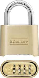 Master Lock 175DWD Padlock, Keyless/Non-Keyed Key, 5/16 in Dia Shackle, 1 in H Shackle, Steel Shackle, Brass Body, Brass