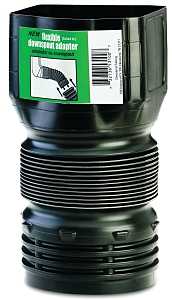 Amerimax ADP53102 Downspout Adapter, 4 in Connection, PVC, Black