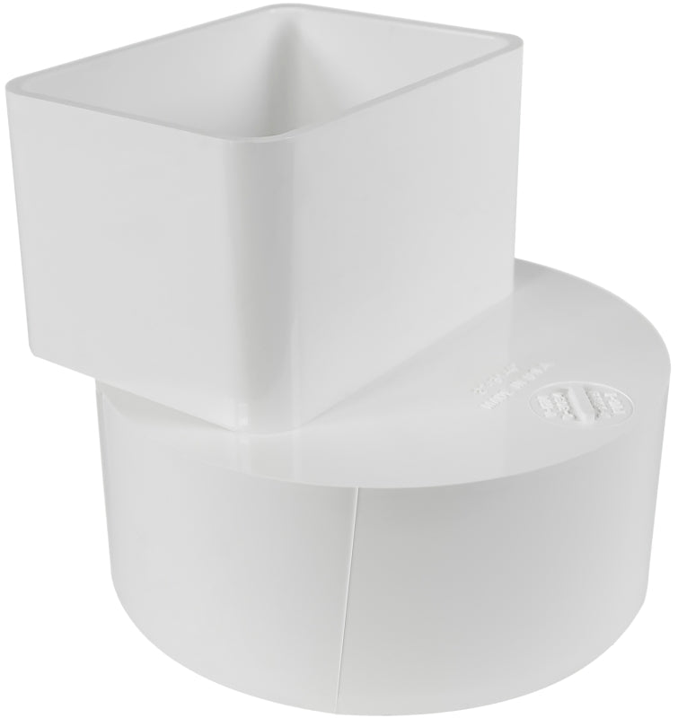 IPEX 414462BC Sewer and Drain Downspout Adapter, 2 x 3 x 4 in Connection, Hub, PVC, White